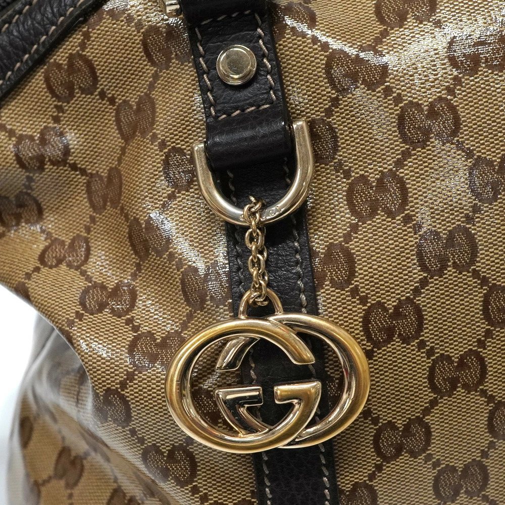 Gucci GG Crystal Dome Handbag canvas leather trim - Picture 8 of 11